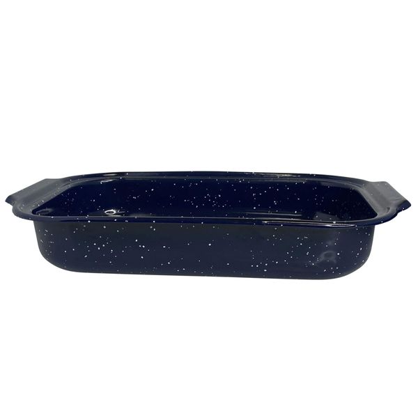 IMUSA USA Traditional Blue Speckled Roaster/Baking Pan 16" x 12”