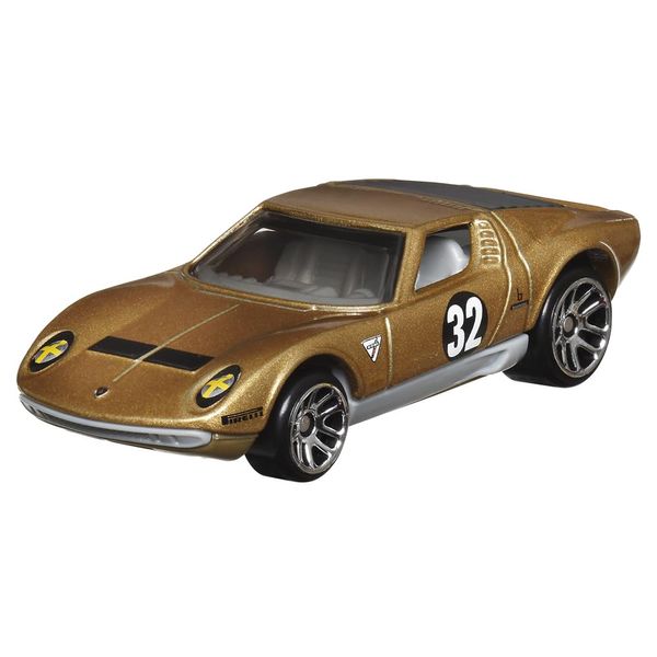 Hot Wheels Collectible Die-Cast Vintage Racing Club Vehicle - Gold Sports Car - Inspired by 1971 Lamborghini Miura SV - HRT81-4/6