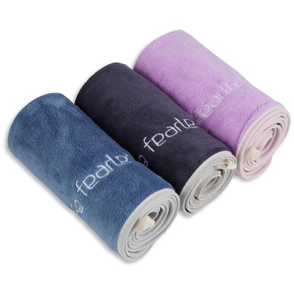 Xoofewal Microfiber Gym Towel Set for Men Women, Super Soft and Quick-Drying Towels for Fitness, Yoga, Cycling, Swimming (3 Pack, Blue+Grey+Purple)