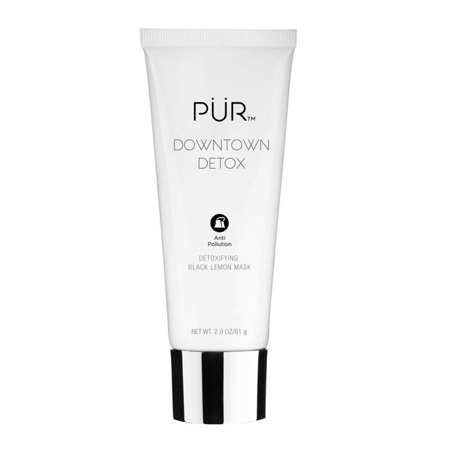 PÜR Beauty Downtown Detox Detoxifying Black Lemon Face Mask, Helps Draw Out Impurities, Helps Soothe Skin, Charcoal, Lactic Acid & Green Tea Extract