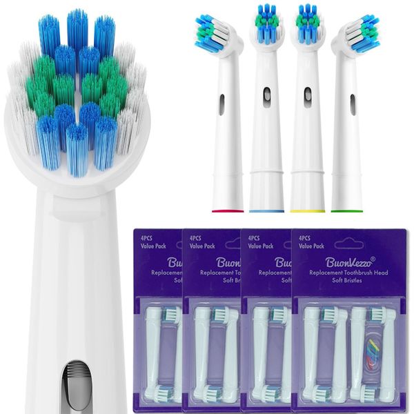 Oral-B Brown electric toothbrush head compatible 4 packs 16 pieces refill head Preseason Clean 7000/Pro 1000/9600/ 5000/3000/8000 BUONVEZZO