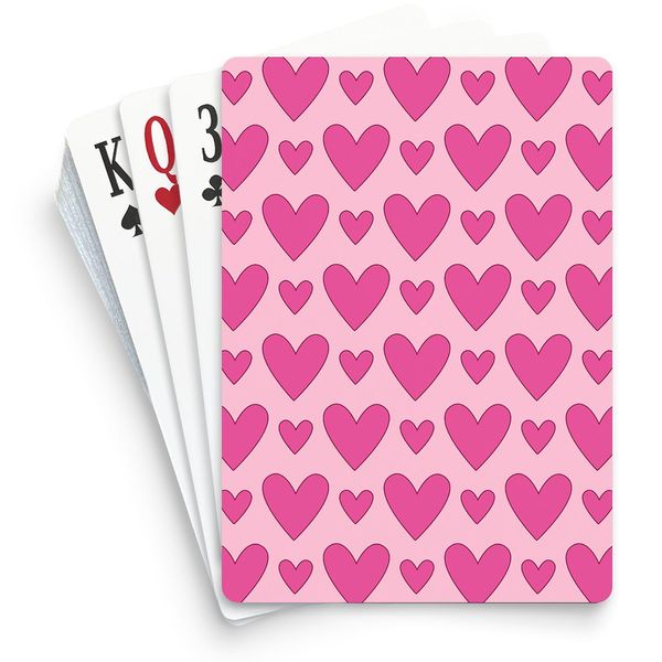 CafePress Pink Heart Pattern Standard Size Playing Cards