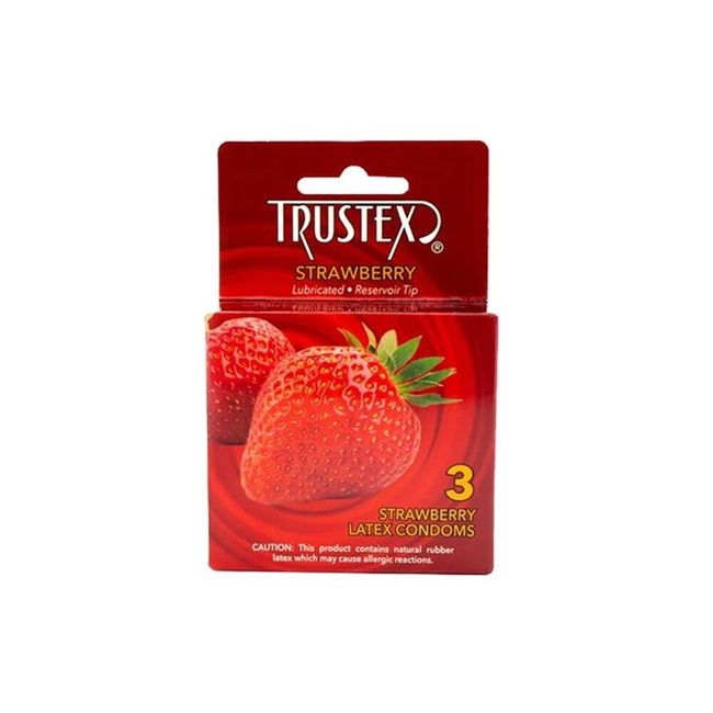 Trustex Flavored Lubricated Condoms - 3 Condoms - Strawberry