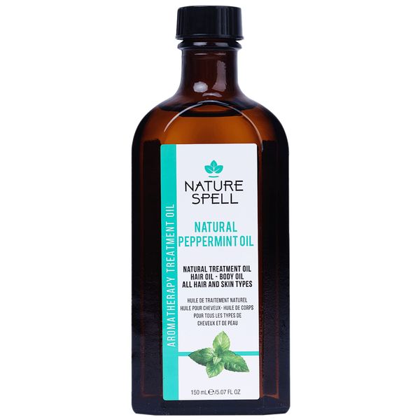 Nature Spell Peppermint Oil for Hair & Skin 150ml – Treatment Hair Oil for Dry Damaged Hair and Itchy Scalp - Body Oil to Improve Skin Texture – Made in the UK