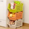 Orange Japanese Stackable Storage Bin Kitchen Pantry Organizers Food Basket 4670