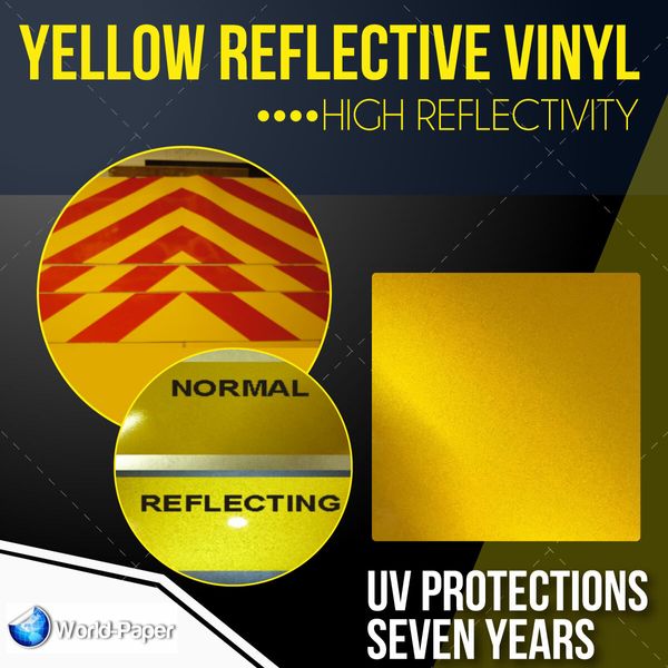 Reflective Vinyl Adhesive Sign Plotter High Reflectivity 12"x 5 Feet YELLOW 