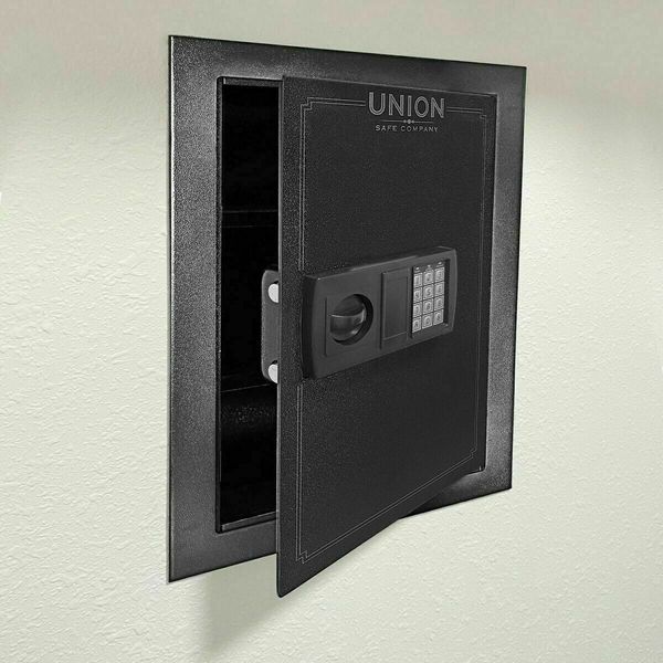 HIDDEN WALL SAFE SECURITY BOX DIGITAL ELECTRONIC FLAT RECESSED JEWELRY GUN BLACK