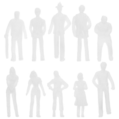 TEHAUX 50pcs Scale Model People, 1:75 Unpainted Miniature People Figures 27mm Assorted Poses - White Plastic Model Person Figures for Architectural Dioramas Miniature Scenes Crafts