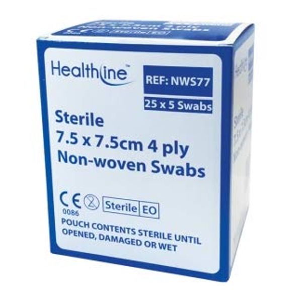 PBS Medicare Best Price 125 x Sterile 4 ply Non-Woven Swabs are Single-use Medical Devices, Designed for Dressing procedures.