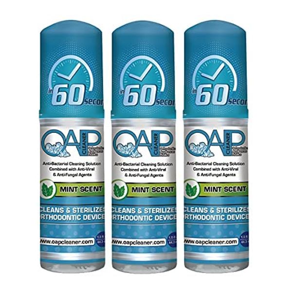 Orthodontic Cleaner by OAP Cleaner | Retainer Cleaner, Denture Cleaner, and Mouth Guard Cleaner | 60 Second Foam Cleanser | Paraben, Sulfate and Triclosan Free | 44.3 mL, 3 Bottles