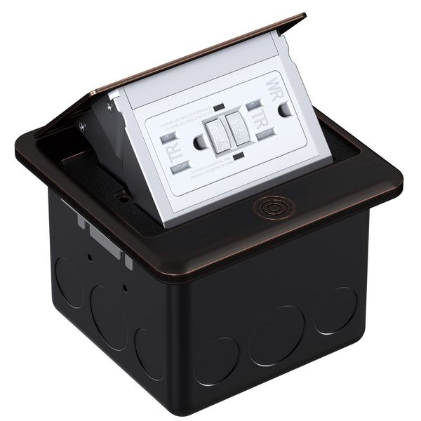 WEBANG Pop Up Floor Outlet Covers Box with 15 Amp Stainless Steel GFCI Tamper Resistant Rceptacle Outlet, ETL Listed, Oil Rubbed Bronze