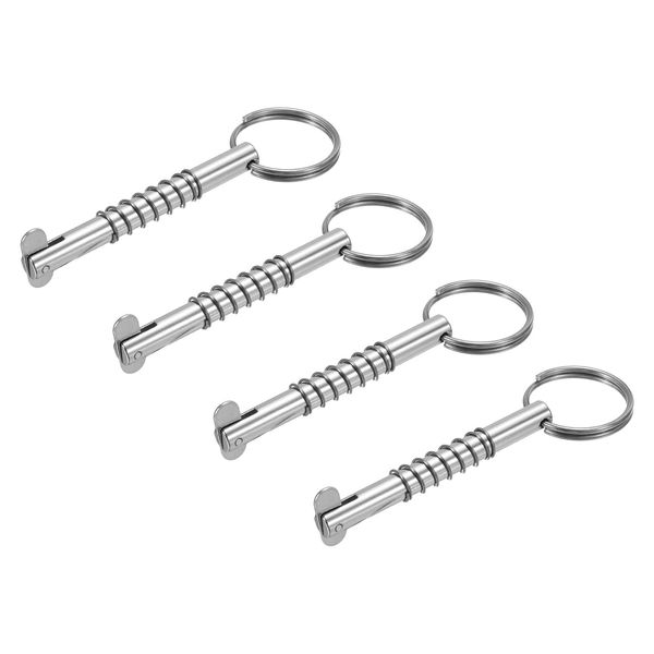 PATIKIL 316 Stainless Steel Quick Release Pins 4pcs Bimini Top Pins Available Length 66mm Total Length 76mm Diameter 8mm Boat Marine Hardware with Drop Cam and Spring for Deck Boat Bimini Top