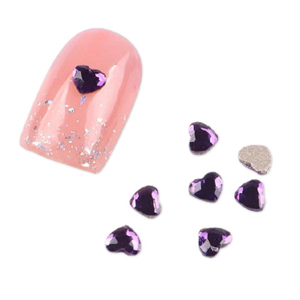 Tabletop Cotton Nail Parts, Inner Heart, 15 Pieces, Popular, 0.2 inch (4 mm), 0.2 inch (6 mm), 0.3 inch (8 mm), Brion, Hologram Decor Parts, Jewelry Parts, Nail Art, Studs, Resin Enclosed, DIY, Various Colors (Purple, 4 mm)