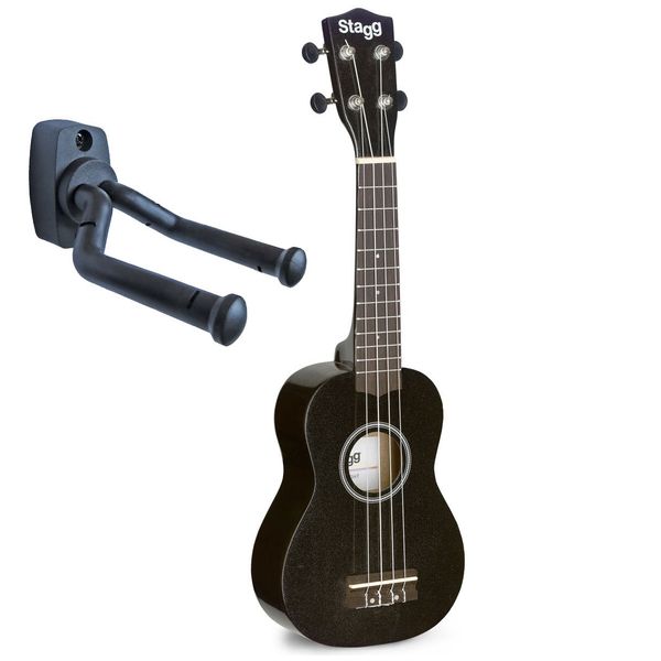 Stagg Sopran Ukulele + keepdrum Wandhalter (Schwarz)