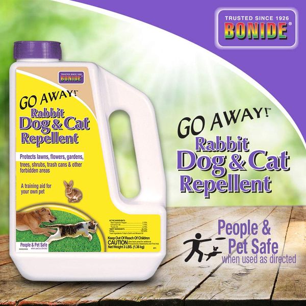 Bonide (BND871) - Go Away! Rabbit, Dog & Cat Repellent, Outdoor Animal Repellent Granules (3 lb.)