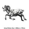 Medium 210mm 'Aries Ram Jumping' Clear Static Window Cling Sticker/Decal (Black) (WC00109174)