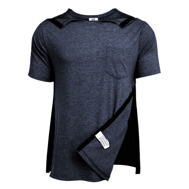 Deyeek Tear Away Shirts for Men Post Surgery Shoulder Broken Arm Clothing Side Snap Open Chemo Shirts for Port Access