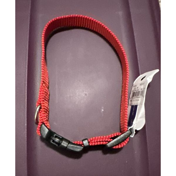 Retriever Adjustable Dog Collar with Plastic Buckle,  5/8 x 10-14in, Red