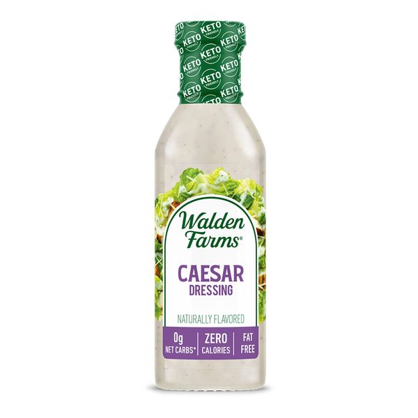 Walden Farms Caesar Dressing 12 oz. Bottle, Smooth and Creamy Flavor, Fresh Natural Topping, 0g Net Carbs Condiment, Kosher Certified, So Tasty on Salads, Carrots, Cucumbers, Croutons and Many More