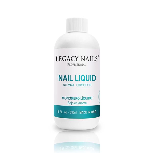 LEGACY NAILS 8 oz Nail Sculpting Liquid Monomer Professional Color Stabilizer Non-Yellow EMA Acrylic Monomer Liquid for Acrylic Powder System Nail Extension Monómero Líquido