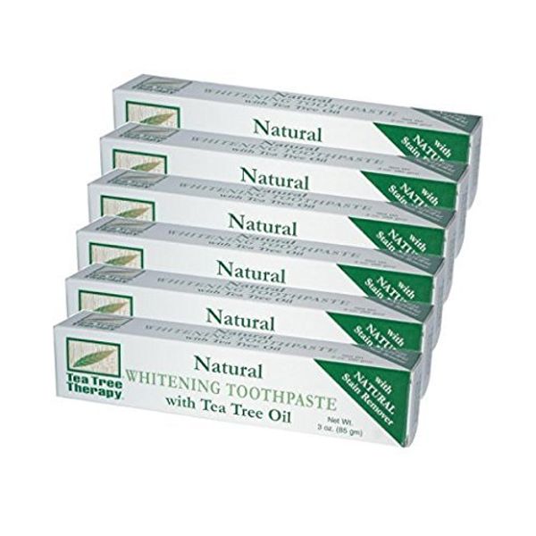 Tea Tree Therapy - Natural Whitening Toothpaste with Oil, 3 Oz (Pack of 6)