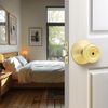 GOBEKOR 1 Pack Privacy Door Knobs Polished Brass Keyless Interior Door Knobs Bed and Bath Tulip Door Knob with Lock Privacy Knob