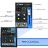 Pyle 4Ch Studio/DJ Controller Audio Mixer Console System w/USB & XLR PMXU43BT