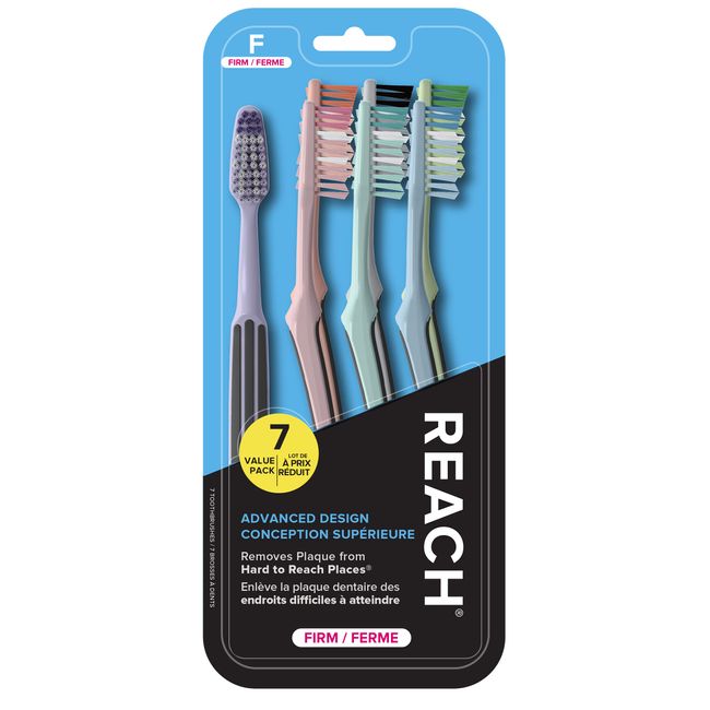 REACH Advanced Design Toothbrush, Firm Bristles, 7 Count Value Pack