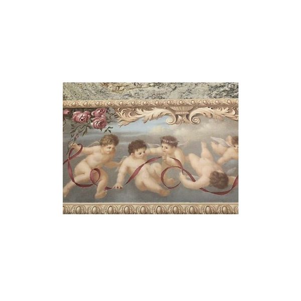 York BT8637B R-54 Victorian Angels Cherubs Rose Wallpaper Border 5 Yards