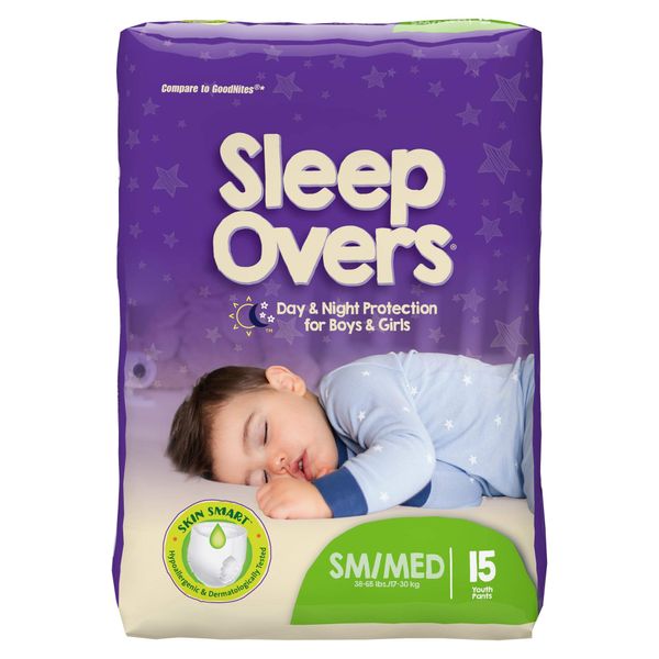Sleepovers Absorbent Youth Underwear, Small/Medium, 15 Count