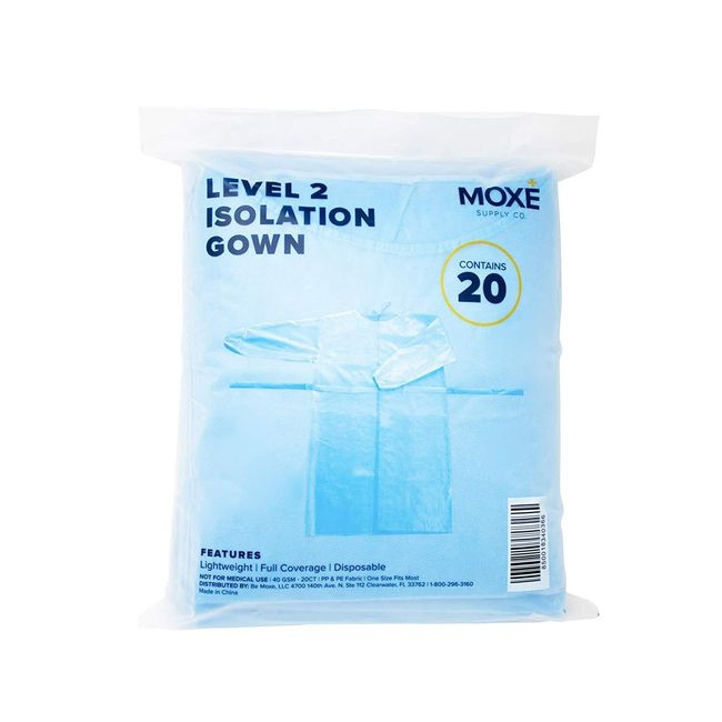 MOXE Level 2 Disposable Lightweight Isolation Gown Blue 20 Pack