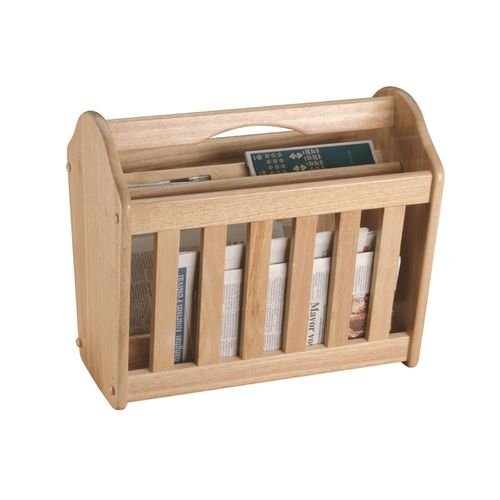 iTrend Standing Magazine Rack Rubberwood Newspaper Shelf - Storage Holder Wooden Stand