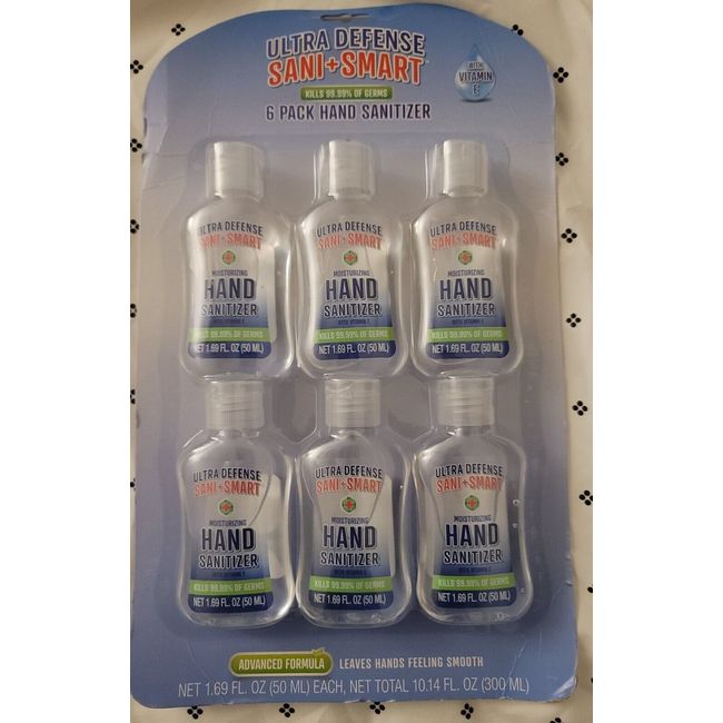 Hand Sanitizer  Ultra Defense Sani+Smart 6-Pack Travel Size with Vitamin E 69%