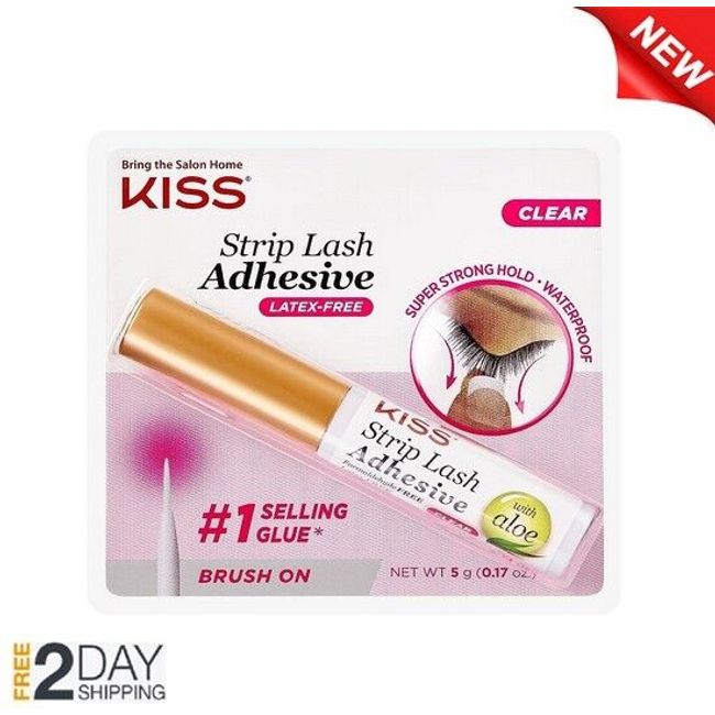 KISS Strip False Eyelash Glue Waterproof Eye Lash Extension Adhesive,Clear/Whit