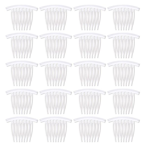 Lawie 20 Pack 4 Inch Clear White Plastic Hair Side Comb With Long Teeth Hairpins Grips Barrettes Clamps Bows for Women Bridal Wedding Veil Decorative Headpiece French Twist Updo Bun Accessories