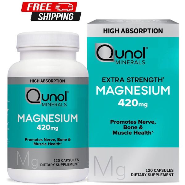 Qunol Magnesium Glycinate Capsules 420Mg, High Absorption Magnesium Supplement,