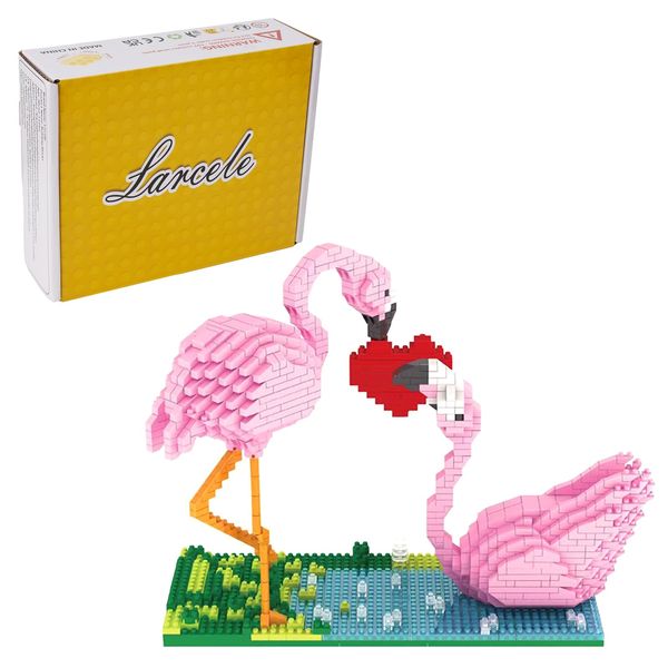 Larcele Micro Building Blocks Mini Building Toy Bricks,1500 Pieces KLJM-02 (Flamingo)