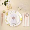 Tableclothsfactory 24 Pack | Rose Gold/Blush Sleek Modern Flatware Set, Premium Plastic Silverware Cutlery Set - 8"