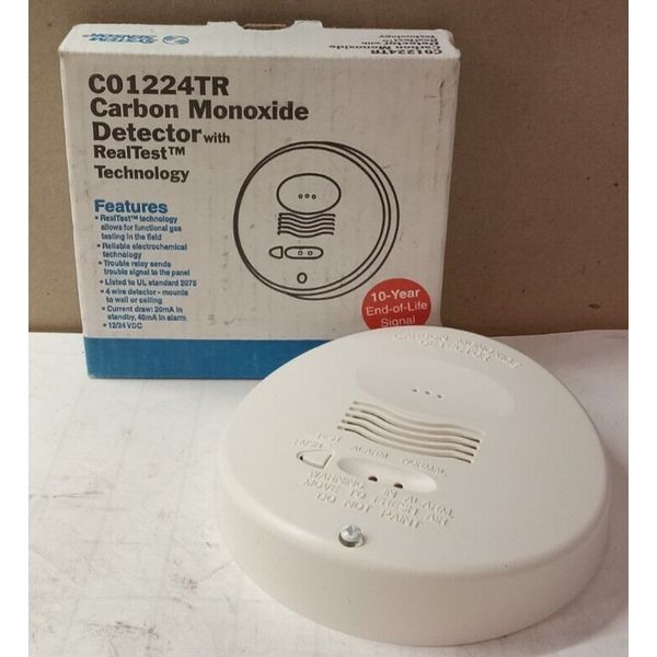 NEW SYSTEM SENSOR C01224TR CARBON MONOXIDE DETECTOR W/ REALTEST TECH 12/24 VDC