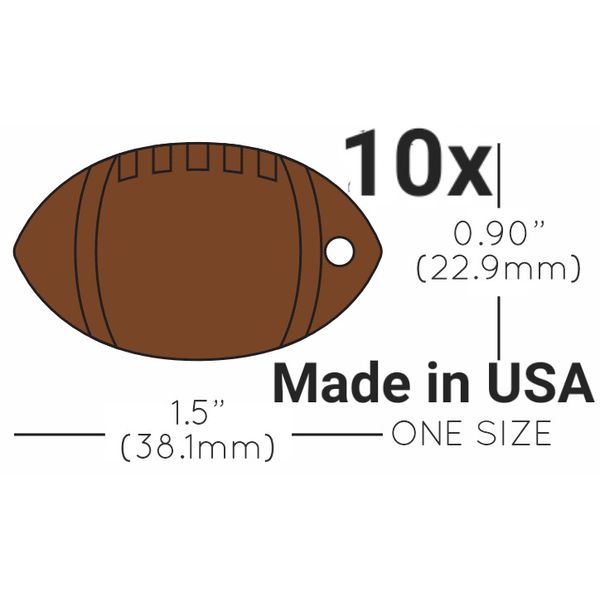 10x Anodized Aluminum Pet ID Tag Blank Football Brown Made in USA (Lead Free)