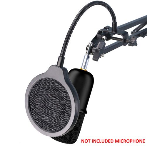 Microphone Pop Protector for SoloCast - Triple Layer Pop Filter with Flexible 360 Degree Gooseneck Clip and Stabilizing Arm Compatible with HyperX SoloCast Microphone YOUSHARES