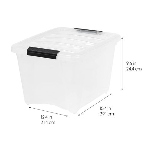 IRIS USA 19 Quart Stackable Plastic Storage Bins with Lids and Latching Buckles, 6 Pack - Pearl, Containers with Lids and Latches, Durable Nestable Closet, Garage, Totes, Tubs Boxes Organizing