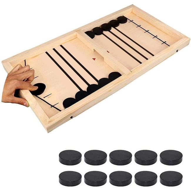 agore Fast Sling Puck Game, Wooden Hockey Table Game, Table Battle Game for Kids and Adults, Football Winner Board Games for Family, Birthday Gift. (Small Size, 14.5 in x 8.5 in)