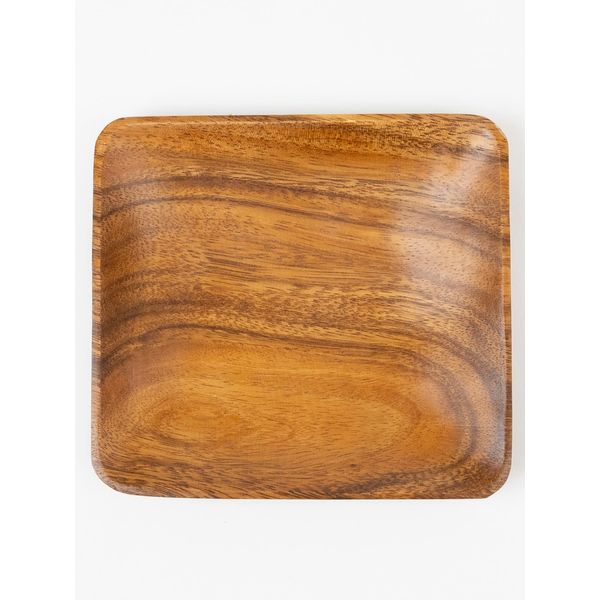 Emery Shokai SW-E005 Wooden Tableware Plate, Square M, Acacia, Approx. 6.7 x 6.3 x 1.0 inches (17 x 16 x 2.5 cm), Handmade, Wood Grain Style, Natural Material, Makes Your Dining Table Gentle