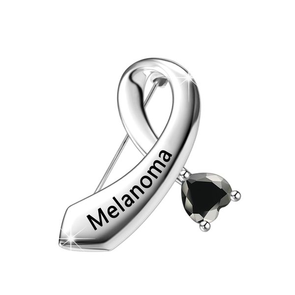 Melanoma Cancer Awareness Gift Black Ribbon Survivor Gift Skin Cancer Survivor Melanoma Awareness Brooch Pin (Melanoma BP eu)
