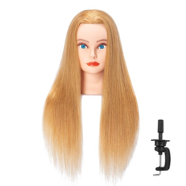 Hairlink 24-26'' Mannequin Head With Human Hair Styling Training Head Dolls for Cosmetology Manikin Maniquins Practice Head with Stand (6611W2718H)