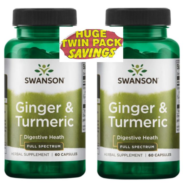 2 Pack Ginger Turmeric 2 in 1, 120 Capsules (2X60) Many Health Benefits Exp 2026