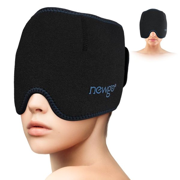 NEWGO Migrane Relief Head Ice Wrap, Reusable Hot Cold Therapy Headache Hat Ice Cap for Chronic Migraine, Tension Headache, Chemotherapy, Stress Relief, Puffy Eyes