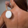 Lotion Applicator for Your Back, Legs, Feet - Sunscreen Applicator - Long Curved Easy Reach Wooden Handle Body Brush for Suntan, Sunless Self-Tanning, Skin Cream, Acne, Body Wash - Elderly Aid