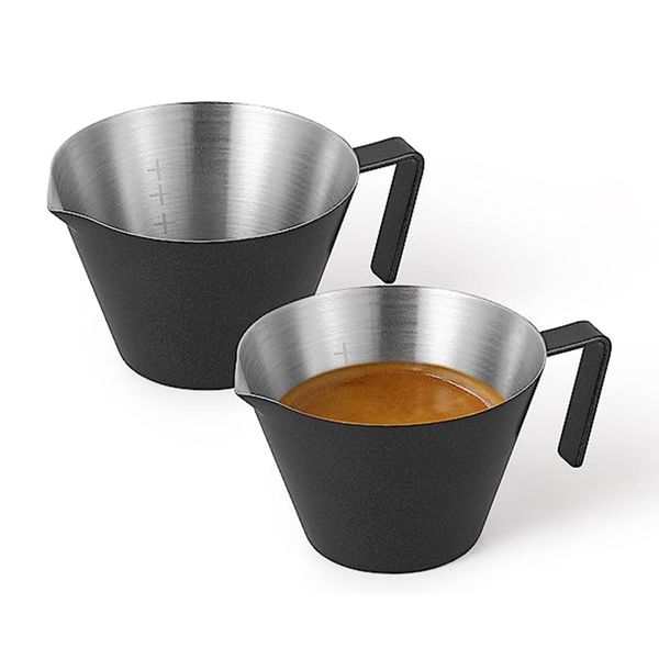 MHW-3BOMBER Espresso Measure Cups 2 Double Shot Espresso Cups for Espresso Accessories, Tartar Sauce Dressing (Matte Black) G5141B*2